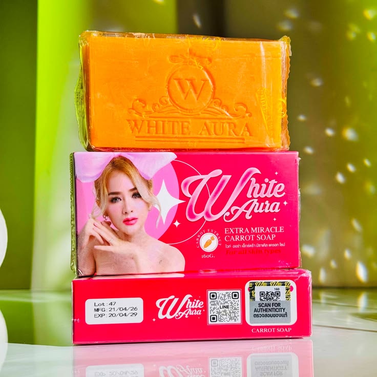 2 Pcs - White Aura Miracle Carrot Soap - 160g - Image 2