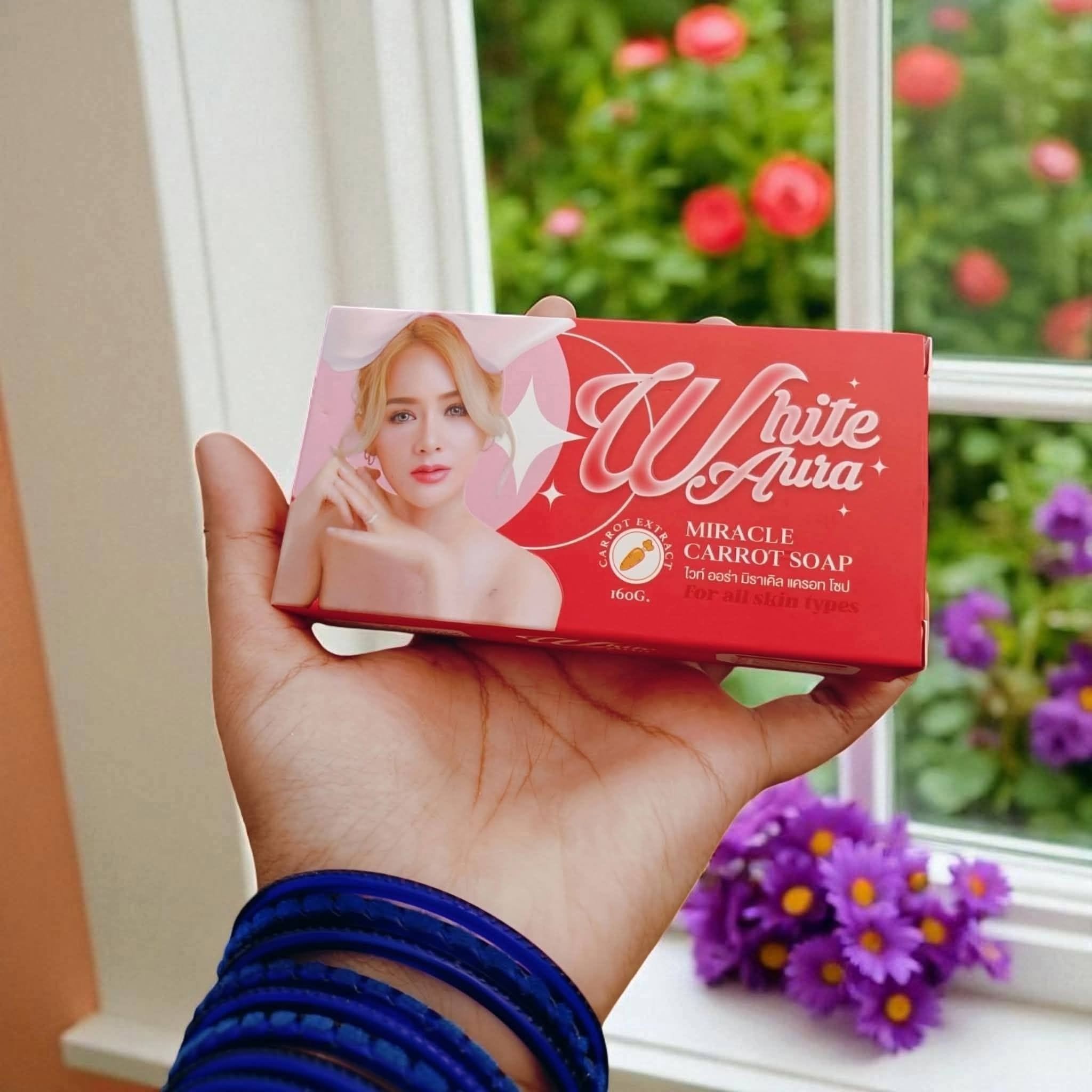 2 Pcs - White Aura Miracle Carrot Soap - 160g - Image 4