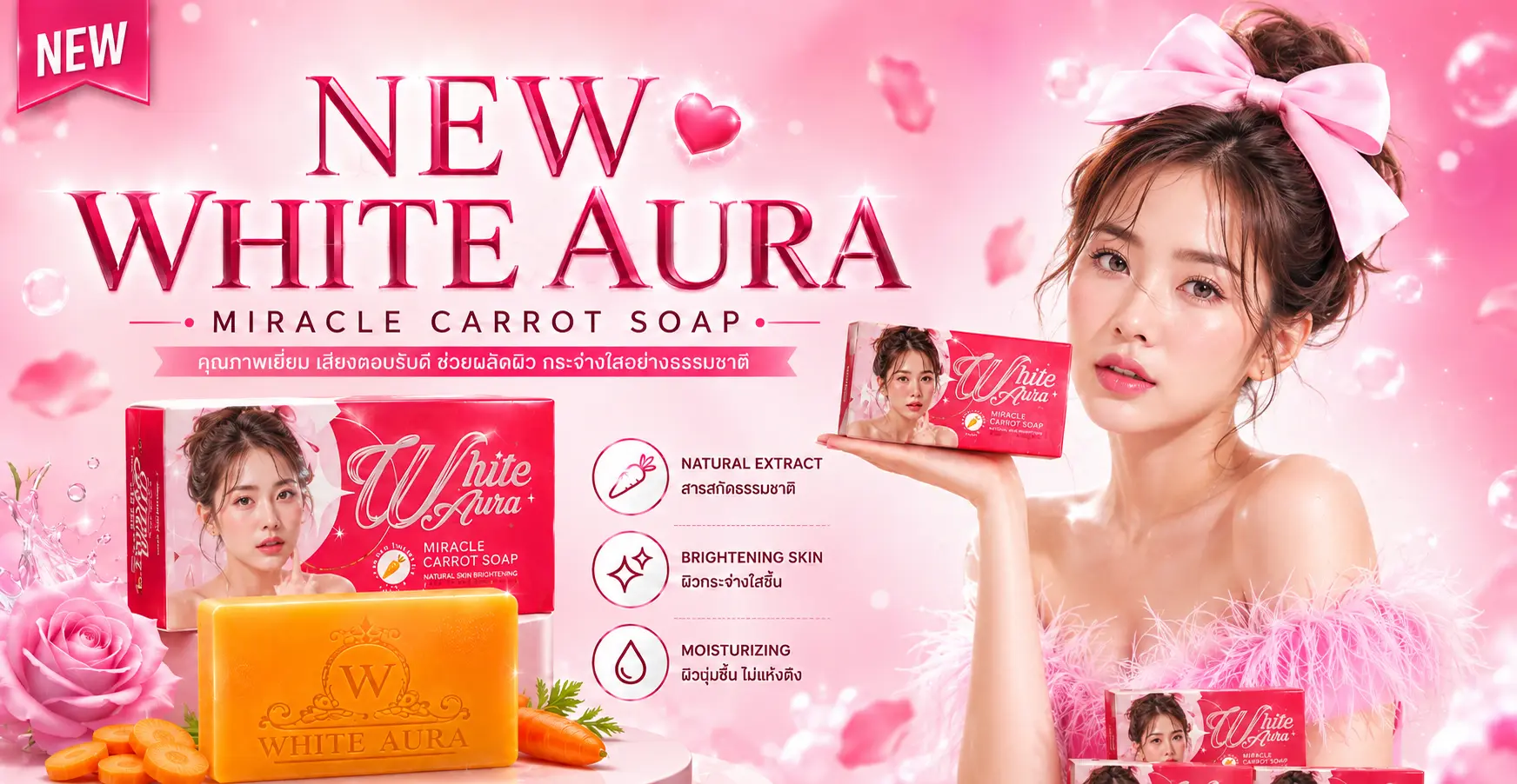 White Aura Miracle Carrot Soap Banner